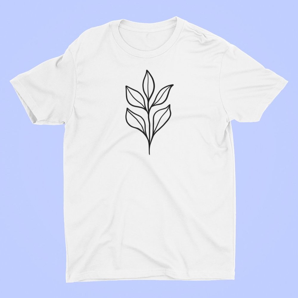 Bay Leaves Vinyl White T-Shirt: Mens Sizes S-XL".